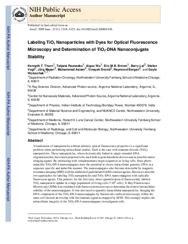 (PDF) Labeling TiO2 nanoparticles with dyes for optical fluorescence ...
