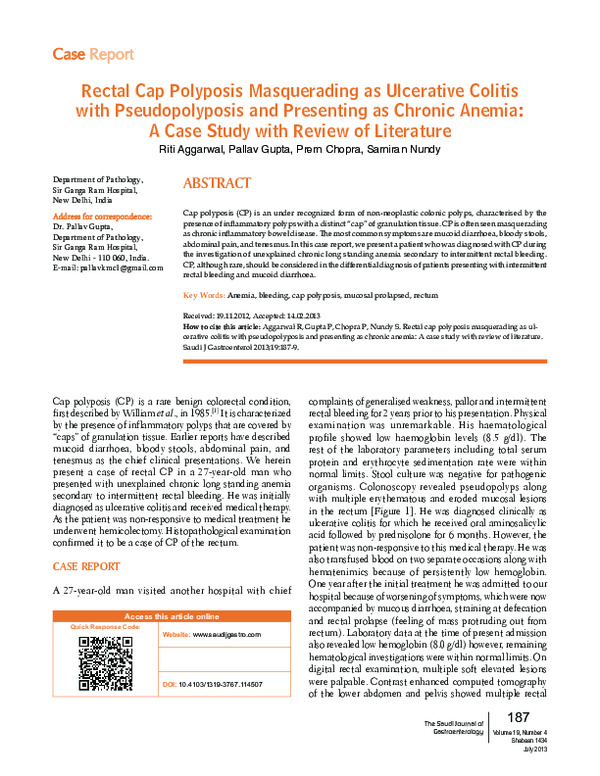 (PDF) Rectal cap polyposis masquerading as ulcerative colitis with