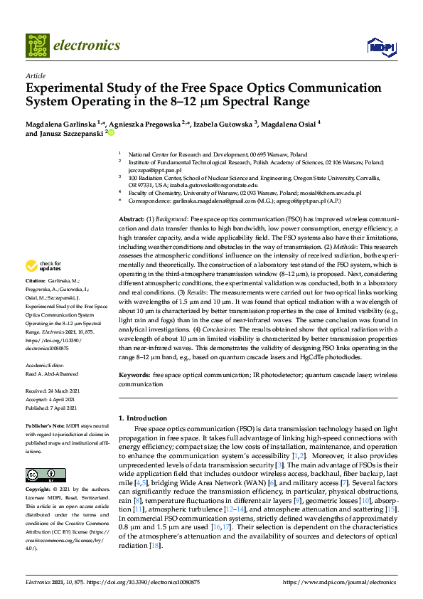 (PDF) Experimental Study of the Free Space Optics Communication System ...