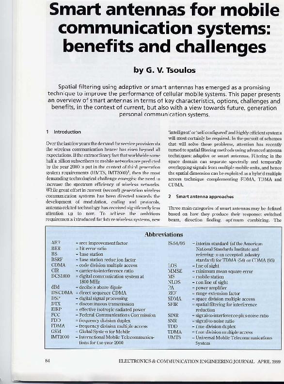 (PDF) Smart antennas for mobile communication systems: benefits ...