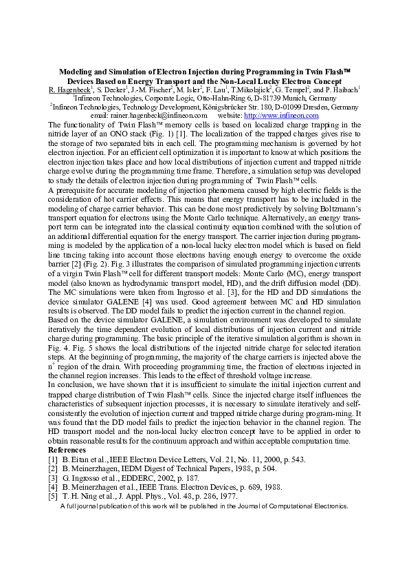 (PDF) Modeling and Simulation of Electron Injection during Programming ...