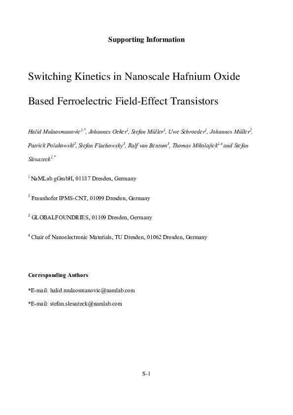 (PDF) Switching Kinetics in Nanoscale Hafnium Oxide Based Ferroelectric ...