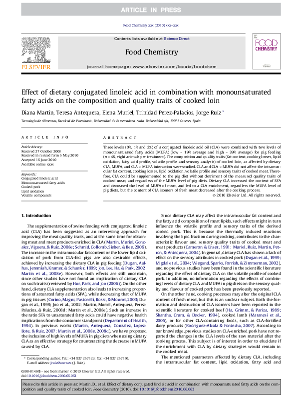 (PDF) Effect of dietary conjugated linoleic acid in combination with ...