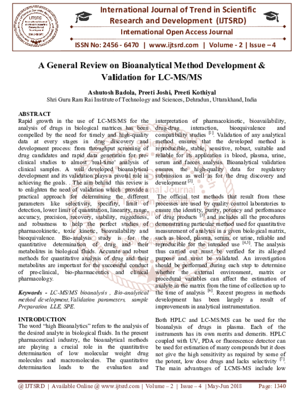 (PDF) A General Review on Bioanalytical Method Development and ...