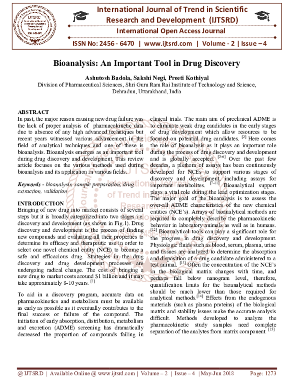(PDF) Bioanalysis: An Important Tool in Drug Discovery