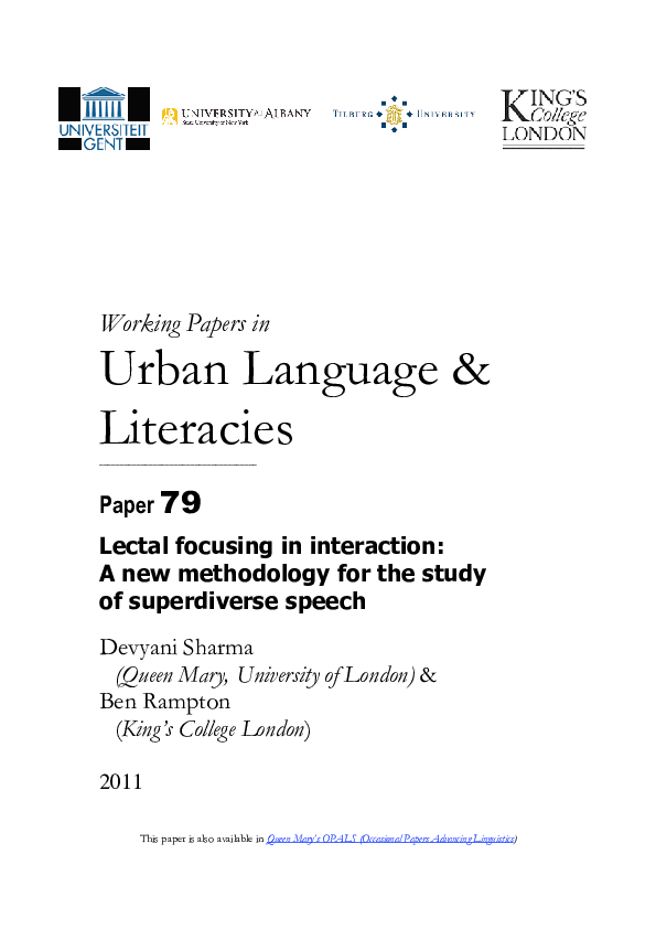 (PDF) Lectal focusing in interaction 2010
