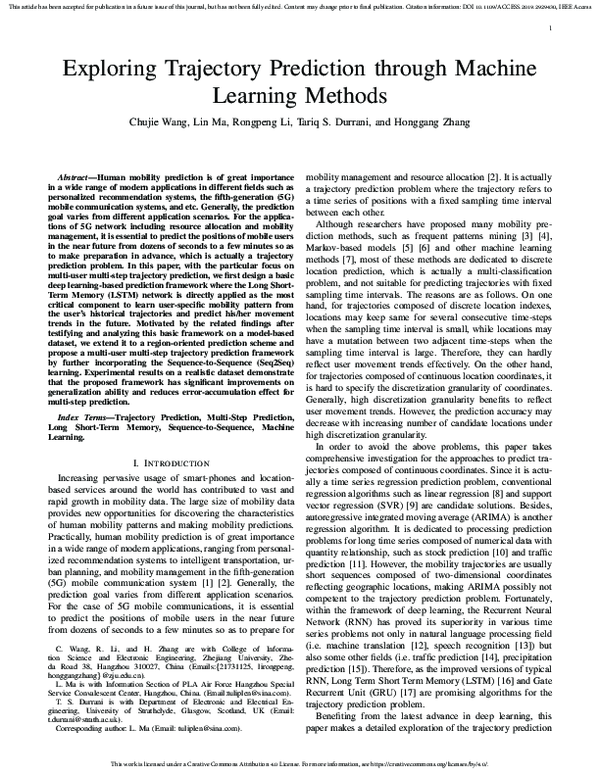 (PDF) Exploring Trajectory Prediction through Machine Learning Methods