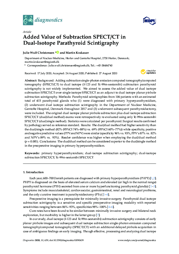 (PDF) Added Value of Subtraction SPECT/CT in Dual-Isotope Parathyroid ...