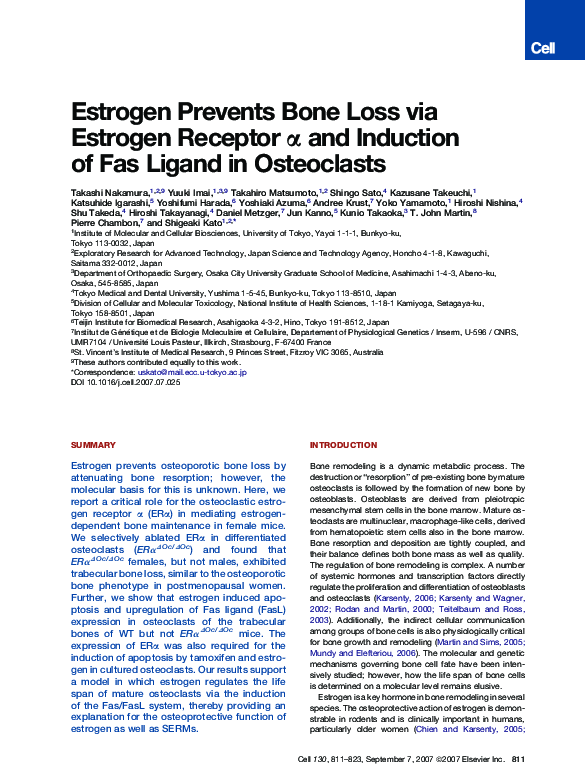 (PDF) Estrogen Prevents Bone Loss via Estrogen Receptor [Alpha] and ...
