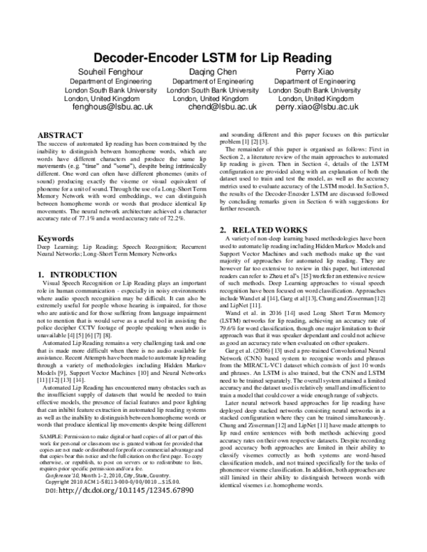 (PDF) Decoder-Encoder LSTM for Lip Reading | Souheil Fenghour ...