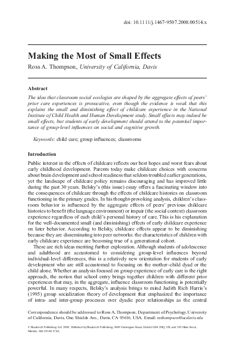 (PDF) Making the Most of Small Effects