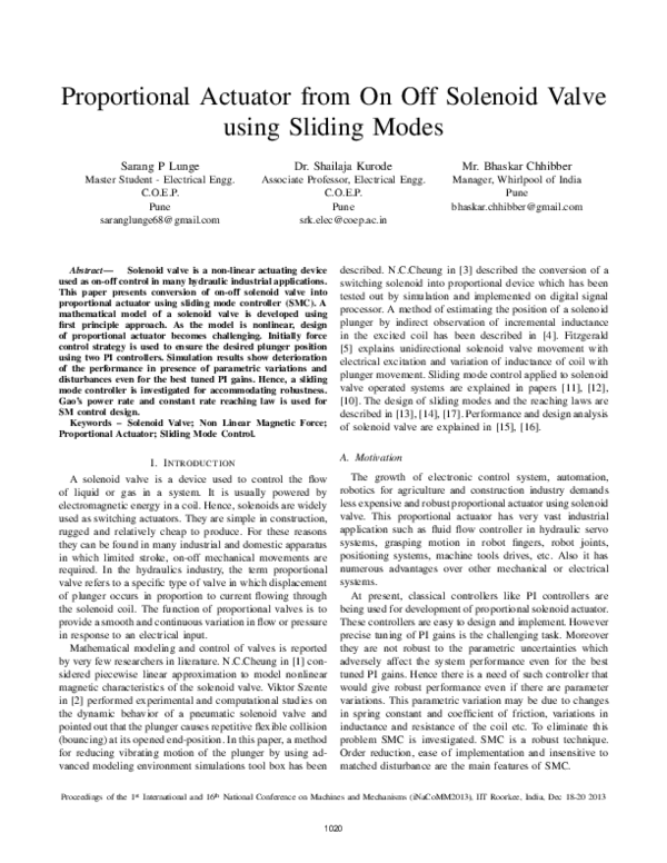 (PDF) Proportional Actuator from On Off Solenoid Valve using Sliding