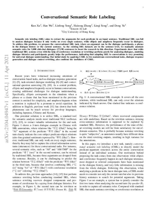(PDF) Conversational Semantic Role Labeling