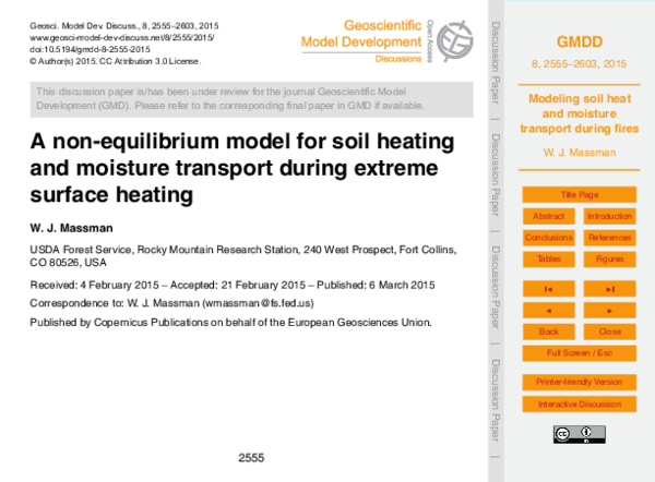 (PDF) A non-equilibrium model for soil heating and moisture transport ...