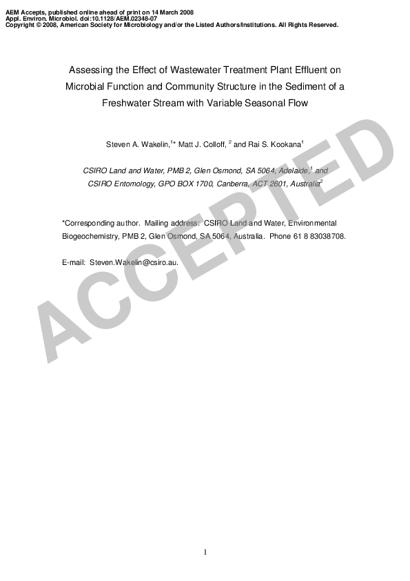 (PDF) Effect of Wastewater Treatment Plant Effluent on Microbial ...