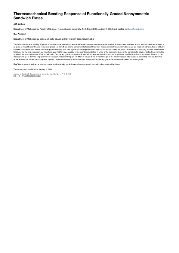 (PDF) Thermomechanical Bending Response of Functionally Graded ...