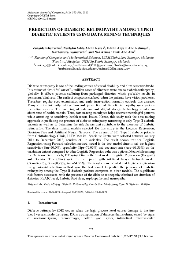 (PDF) Prediction of Diabetic Retinopathy Among Type II Diabetic ...