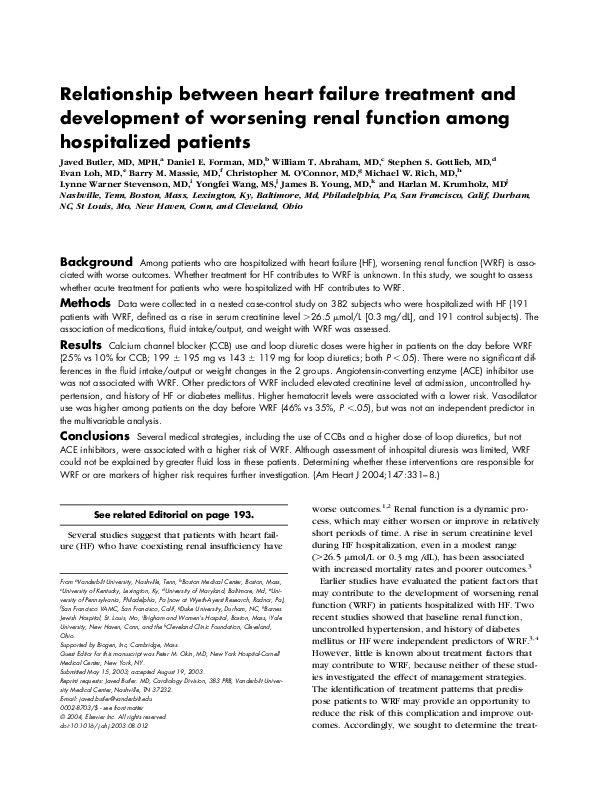 (PDF) Relationship between heart failure treatment and development of ...