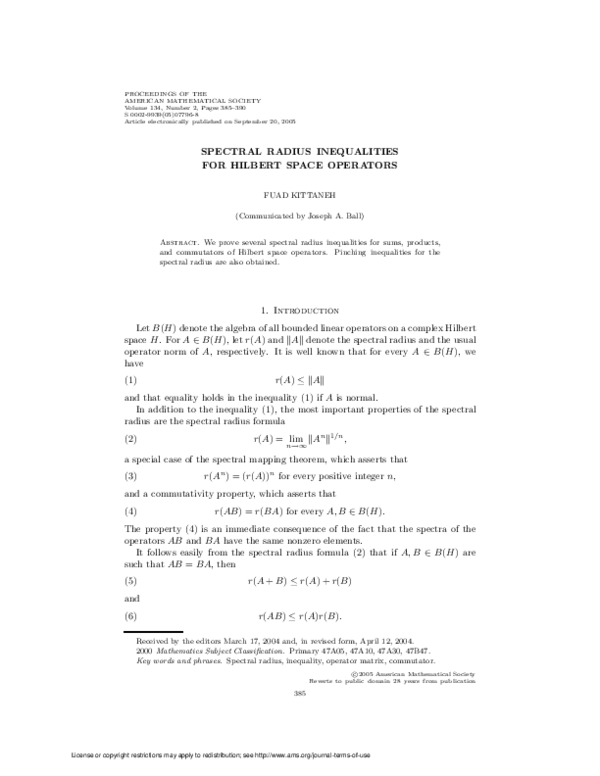 (PDF) Spectral radius inequalities for Hilbert space operators