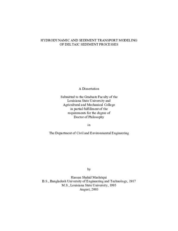 (PDF) Hydrodynamic and Sediment Transport Modeling of Deltaic Sediment ...