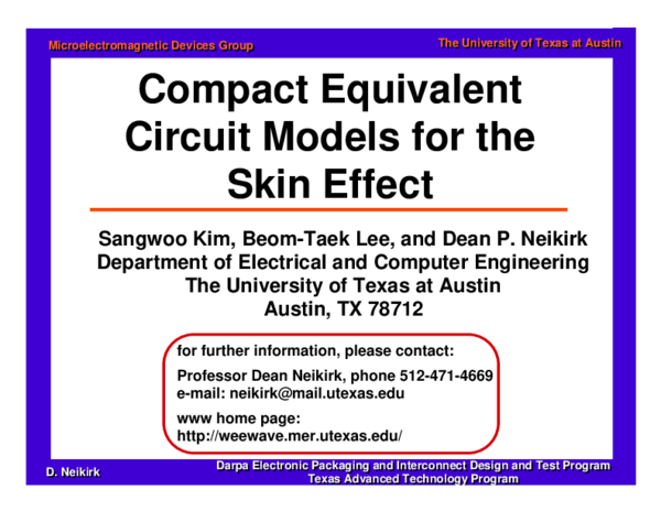 (PDF) Compact equivalent circuit model for the skin effect