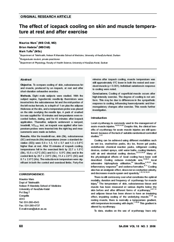 (PDF) The effect of icepack cooling on skin and muscle temperature at ...
