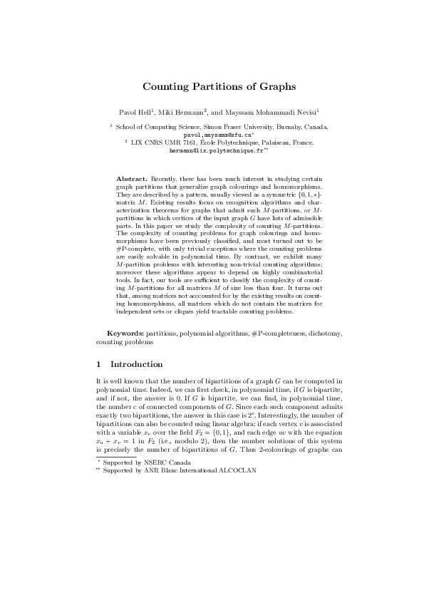 (PDF) Counting Partitions of Graphs