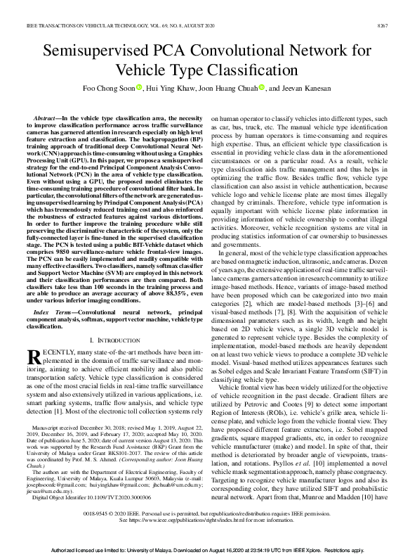 (PDF) Semisupervised PCA Convolutional Network for Vehicle Type ...
