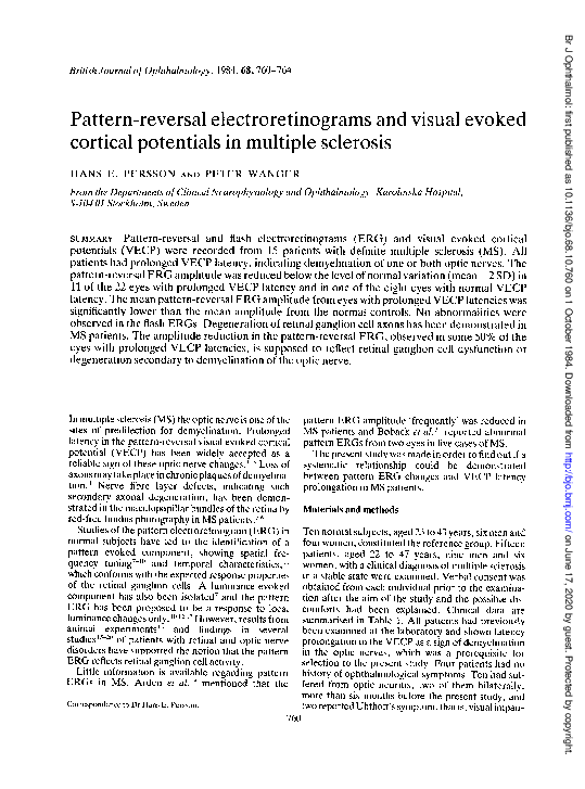 (PDF) Pattern-reversal electroretinograms and visual evoked cortical ...