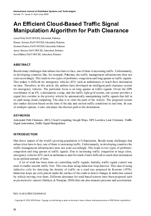 (PDF) An Efficient Cloud-Based Traffic Signal Manipulation Algorithm ...