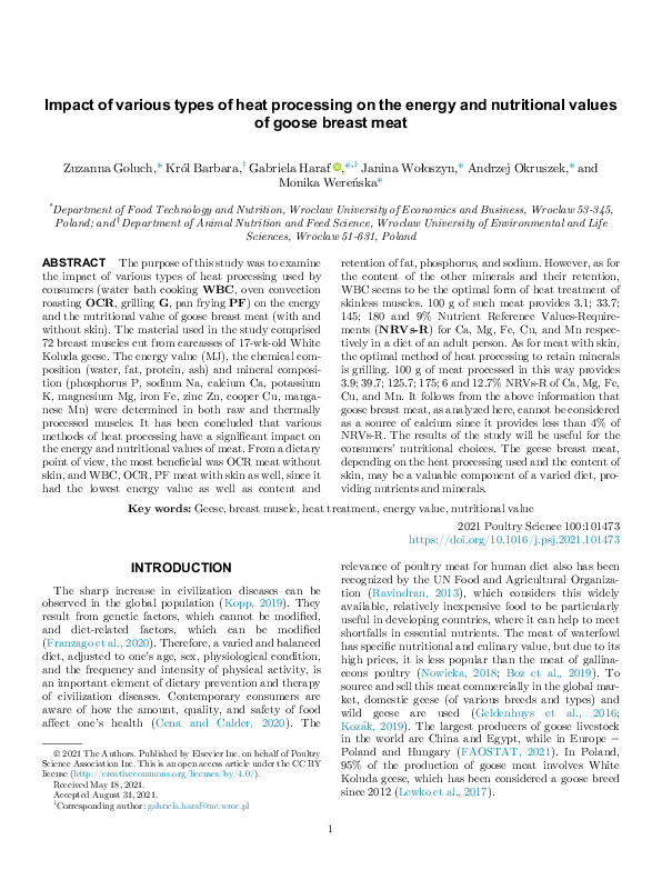 (PDF) Impact of various types of heat processing on the energy and ...