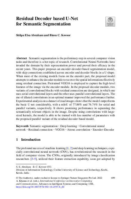 (PDF) Residual Decoder based U-Net for Semantic Segmentation