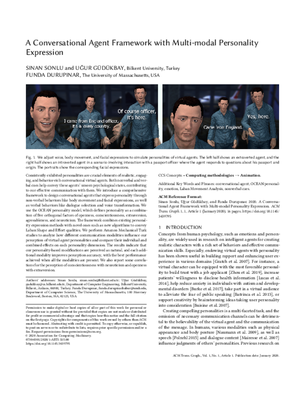 (PDF) A Conversational Agent Framework with Multi-modal Personality ...