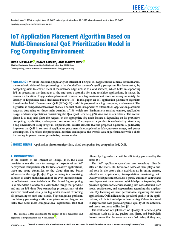 (PDF) IoT Application Placement Algorithm Based on Multi-Dimensional ...