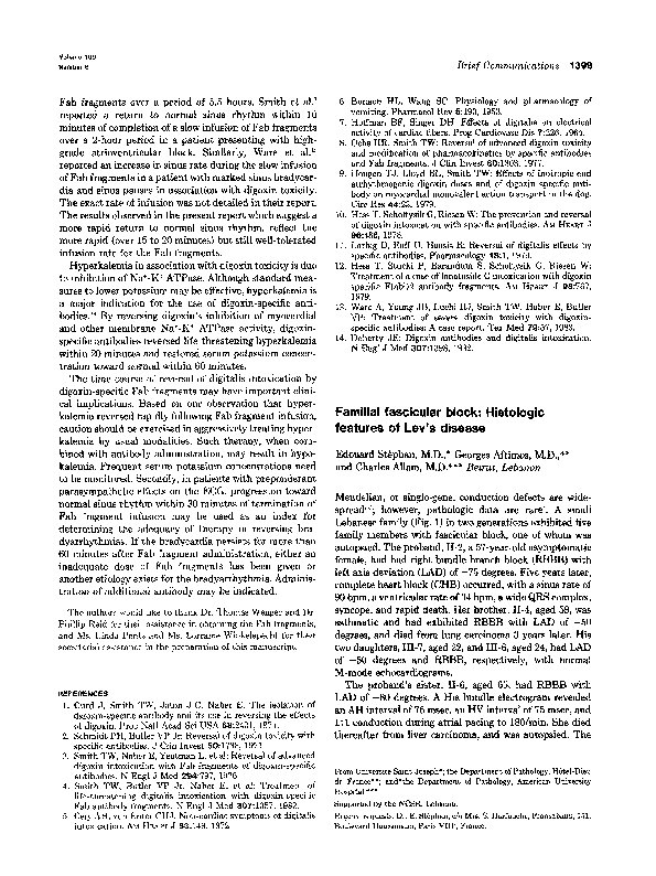 (PDF) Familial fascicular block Histologic features of Lev's disease
