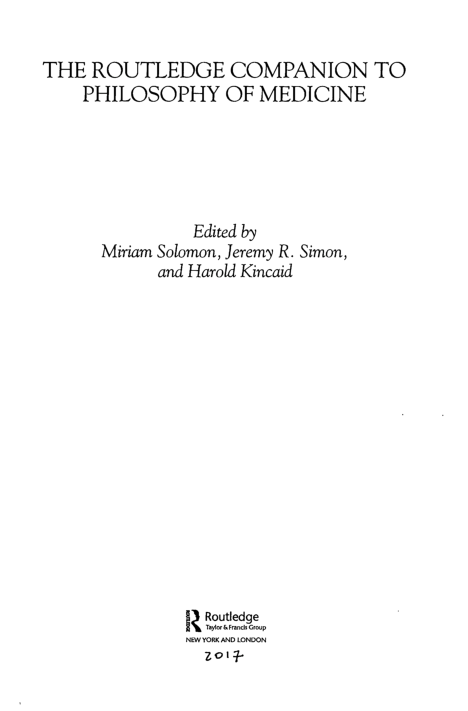 (PDF) The Routledge Companion to Philosophy of Medicine