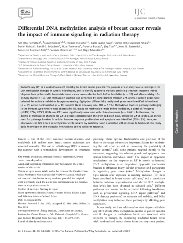 (PDF) Differential DNA methylation analysis of breast cancer reveals ...