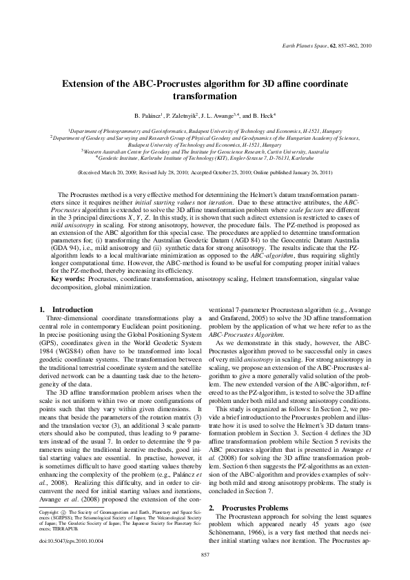 (PDF) Extension of the ABC-Procrustes algorithm for 3D affine ...