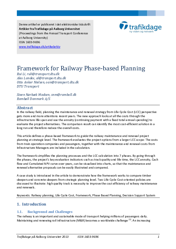 (PDF) Framework for Railway Phase-based Planning