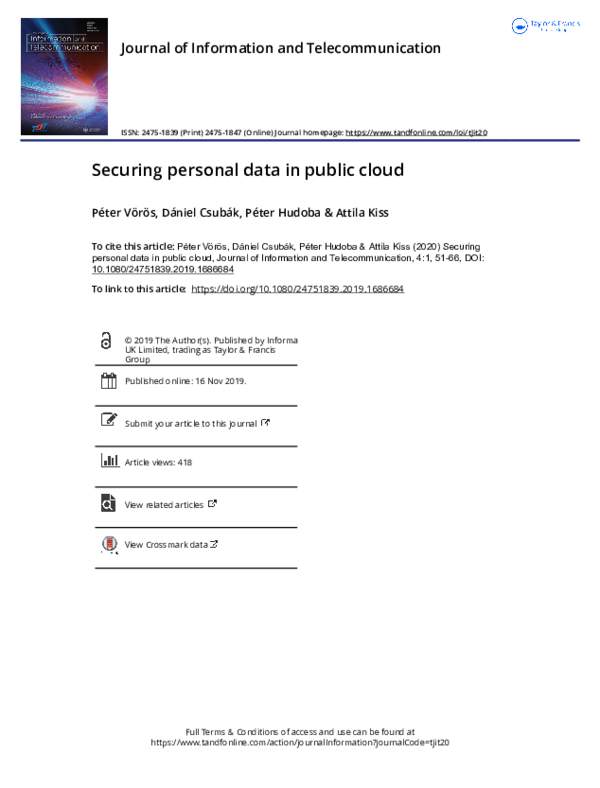 (PDF) Securing personal data in public cloud