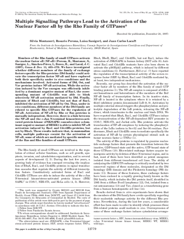 (PDF) Multiple signalling pathways lead to the activation of the ...