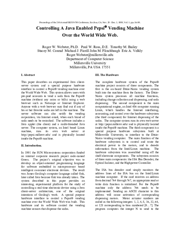 (PDF) Controlling a Java enabled Pepsi(R) vending machine over the ...
