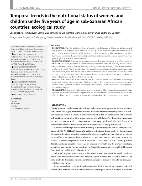 (PDF) Temporal trends in the nutritional status of women and children ...