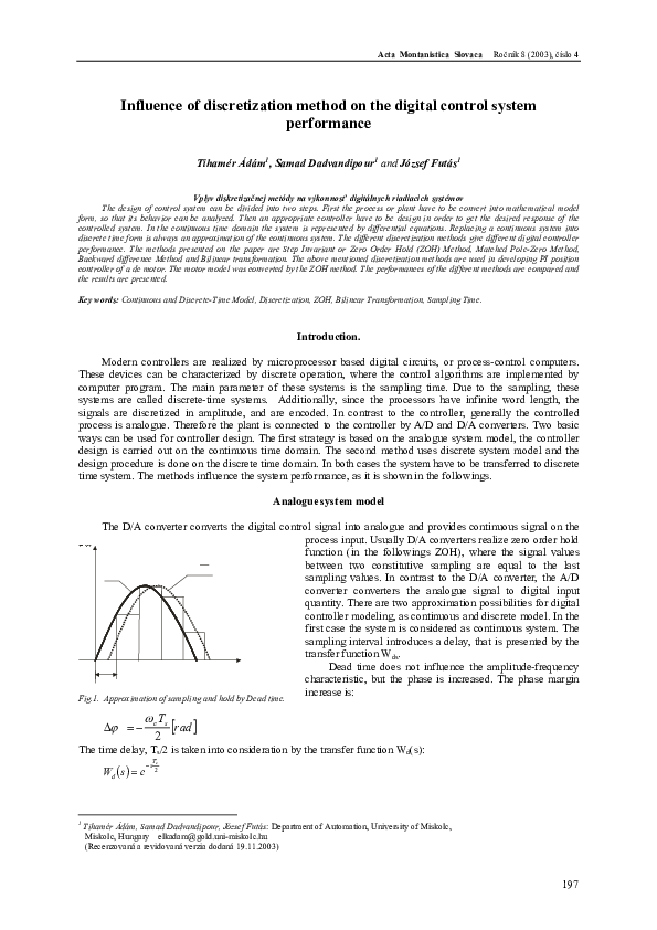 (PDF) Influence of discretization method on the digital control system ...
