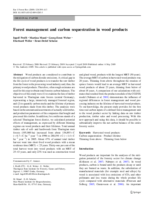 (PDF) Forest management and carbon sequestration in wood products