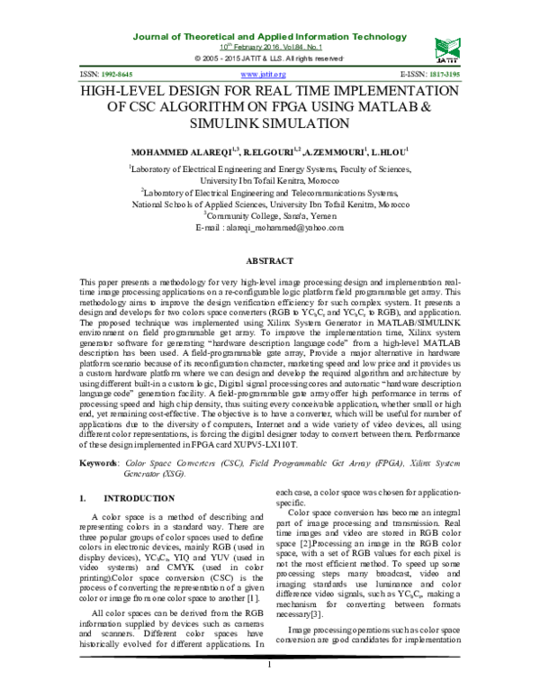 (PDF) High-Level Design for Real Time Implementation of CSC Algorithm ...