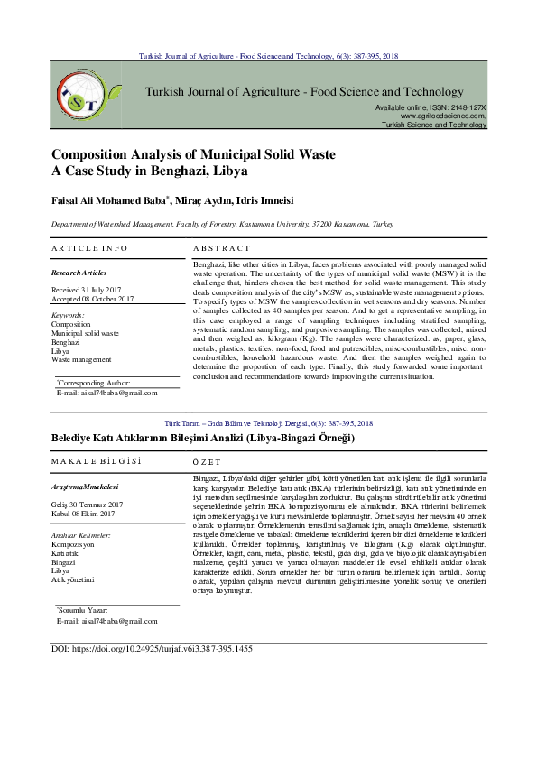 (PDF) Composition Analysis of Municipal Solid Waste A Case Study in ...