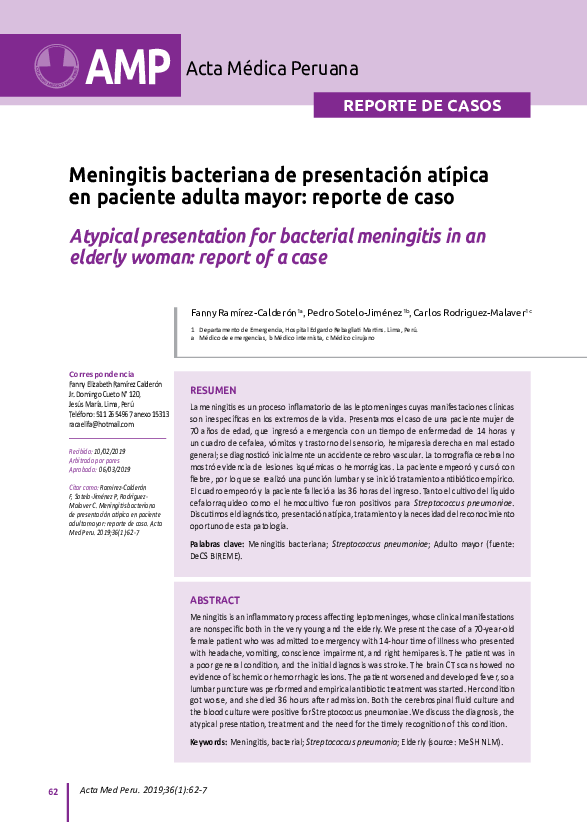 (PDF) Meningitis bacteriana de presentación atípica en paciente adulta ...