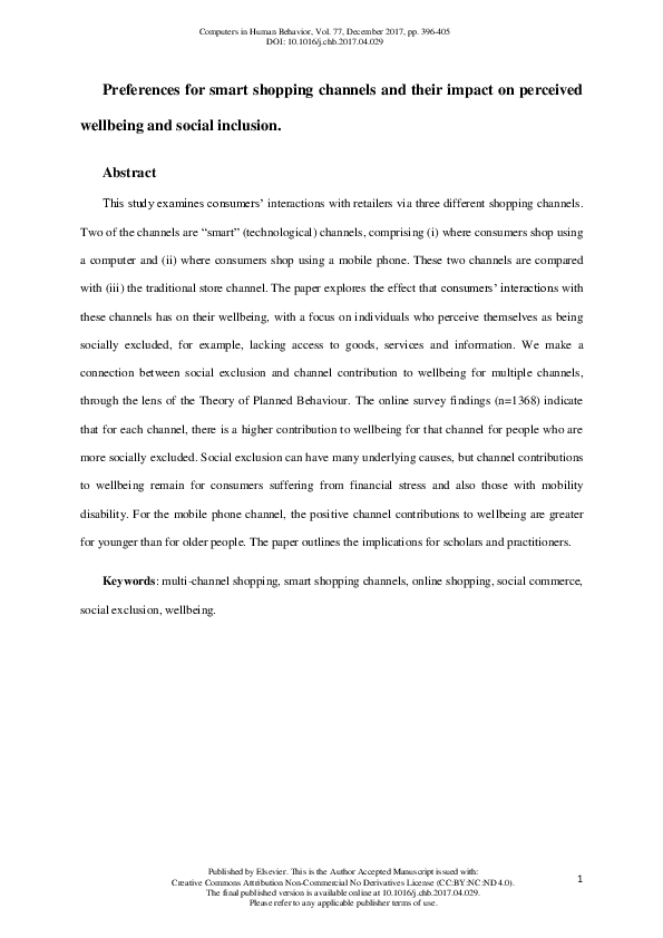 (PDF) Preferences of smart shopping channels and their impact on ...