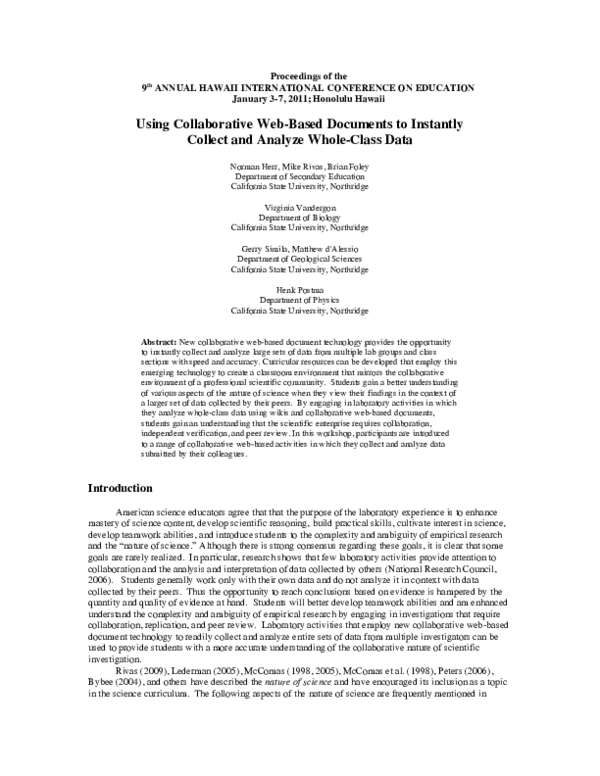 (PDF) Using Collaborative Web-Based Documents to Instantly Collect and ...